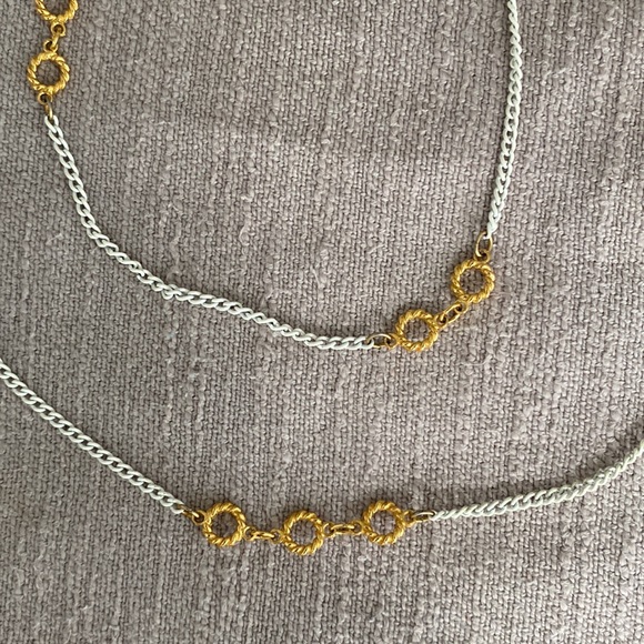 Vintage Jewelry - Vintage Layered Extra Long White Gold Unique Chain Necklace